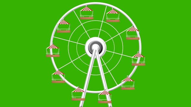 Amusement Park Giant Wheel Turning Vector Seamless Looping Green Screen