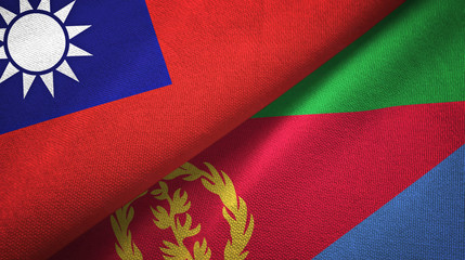 Taiwan and Eritrea two flags textile cloth, fabric texture