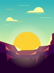 Fototapeta na wymiar Abstract geometric sunset landscape poster background