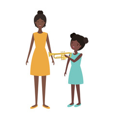 woman with daughter and trumpet avatar character