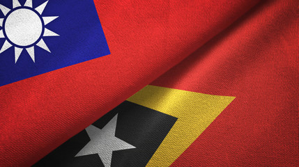 Taiwan and Timor-Leste East Timor two flags textile cloth, fabric texture