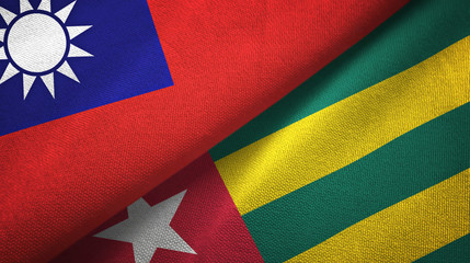 Fototapeta premium Taiwan and Togo two flags textile cloth, fabric texture