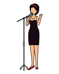 woman singing with microphone