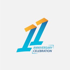11 Year Anniversary Celebration Vector Template Design Illustration