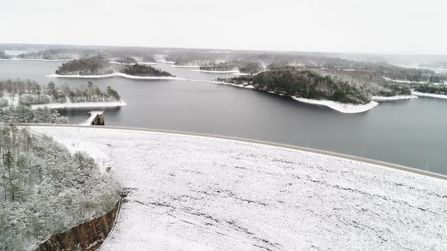 Lake Corbin in Kentucky in winter, aerial