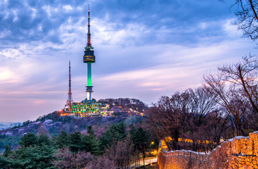 Night view of namsan tower in seoul city south Korea 