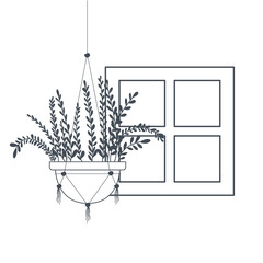 houseplant on macrame hangers icon