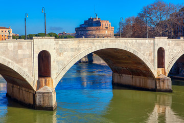 Obraz premium Ponte Principe Amedeo Savoia Aosta and Castel Sant Angelo in Rome 