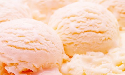 Ice cream vanilla dessert scoops delicious close-up isolated