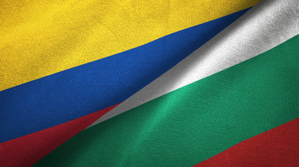 Colombia and Bulgaria two flags textile cloth, fabric texture