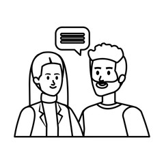 young couple with speech bubble