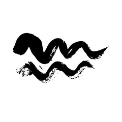 Zodiac sign Aquarius. Vector dry brush illustration isolated on white background.