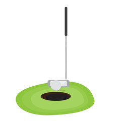 Golf hole with a ball and club. Vector illustration design