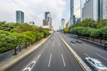 busy urban traffic of shenzhen downtown district in china