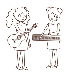 women with musical instruments character