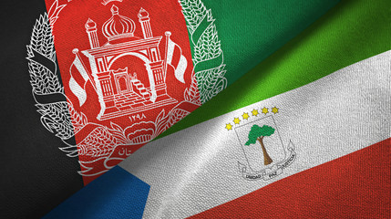 Afghanistan and Equatorial Guinea two flags textile cloth, fabric texture