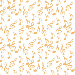 Fototapeta na wymiar Music background with black notes. Seamless pattern with notes symboles. vector illustration for your design.