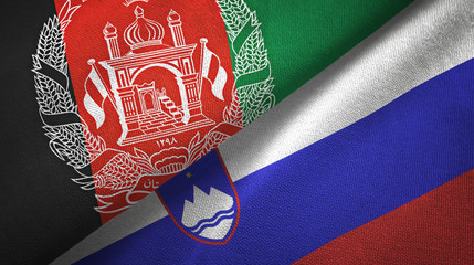 Afghanistan and Slovenia two flags textile cloth, fabric texture