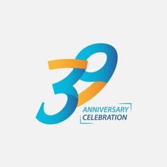 39 Year Anniversary Celebration Vector Template Design Illustration