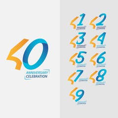 40 Year Anniversary Celebration Set Vector Template Design Illustration