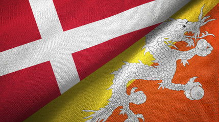 Denmark and Bhutan two flags textile cloth, fabric texture