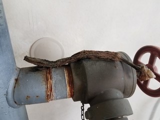 disgusting rotten dry banana peel on metal pipe