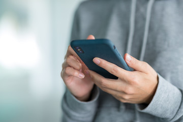 Woman use of cellphone in city