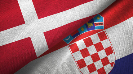 Denmark and Croatia two flags textile cloth, fabric texture