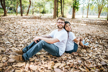 Happy Smiling Couple diversity in love moment together