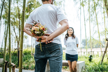 Happy Smiling Couple diversity in love moment together
