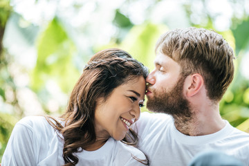 Obraz premium Happy Smiling Couple diversity in love moment together
