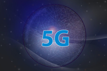 5G Internet network and intelligent connection , Communication concepts.Dark blue tone background Abstract soft curve.