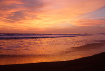 A beautiful sunset at one of the beaches of Canggu, Bali, Indonesia