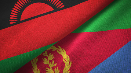 Malawi and Eritrea two flags textile cloth, fabric texture