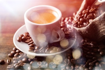Cup of Coffee and Coffee Beans