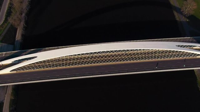 aerial view of troja bridge in Prague at summer time, over vltava river