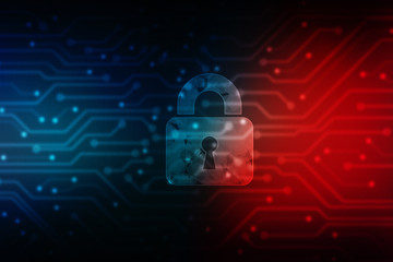 2d illustration Safety concept: Closed Padlock on digital background