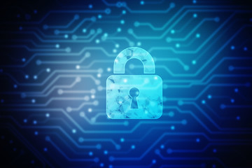 2d illustration Safety concept: Closed Padlock on digital background