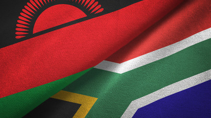 Malawi and South Africa two flags textile cloth, fabric texture