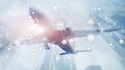 HR Human resources management peoples relation organisation structure virtual screen mixed media double exposure.