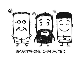 Smartphone characters, sketch for your design