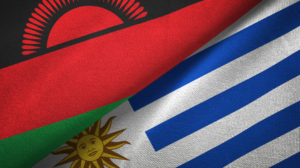 Malawi and Uruguay two flags textile cloth, fabric texture