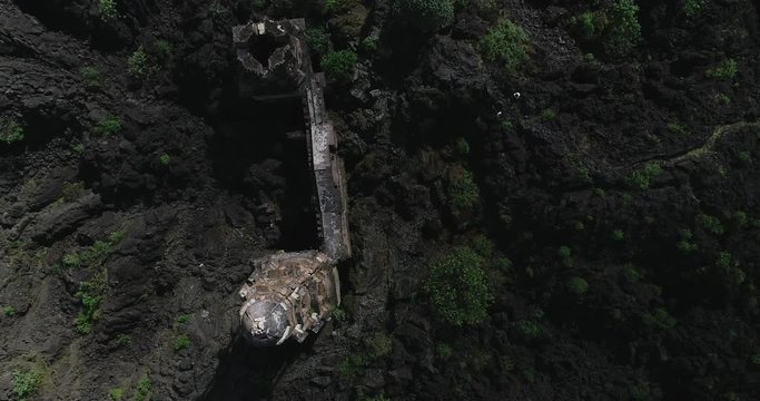 over head view of paricutin ruins in mexico