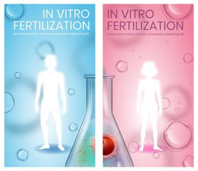 In Vitro Fertilization. Male and Female Silhouette