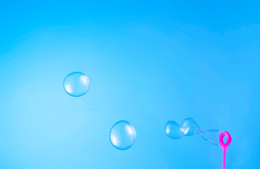 Soap bubbles floating in air