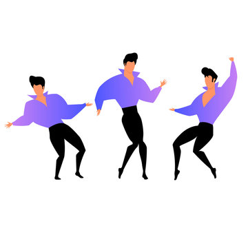 man dancing. a set of vector images with a dancing guy. swing dance