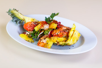 Pineapple with seafood