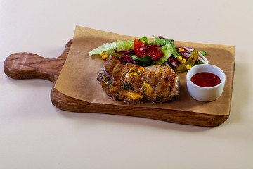 Grilled pork with cheese