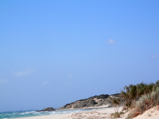 Deserted beach on windy day
