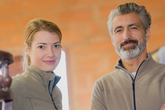 portrait of positive man and woman - Powered by Adobe
